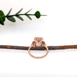 Tenu 14K Rose Gold 4.16cts Morganite Diamond Ring | Cushion 11x9mm