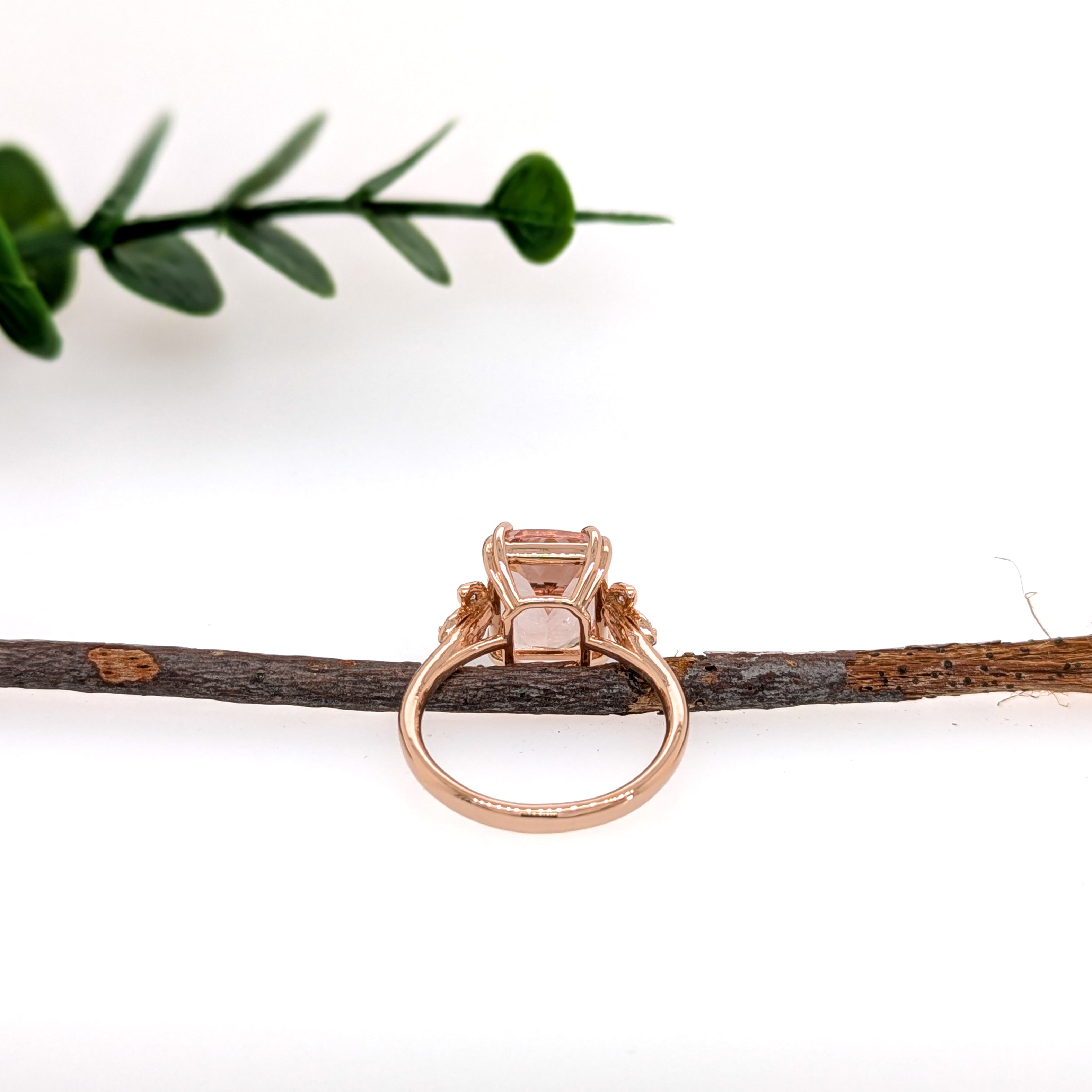 Tenu 14K Rose Gold 4.16cts Morganite Diamond Ring | Cushion 11x9mm