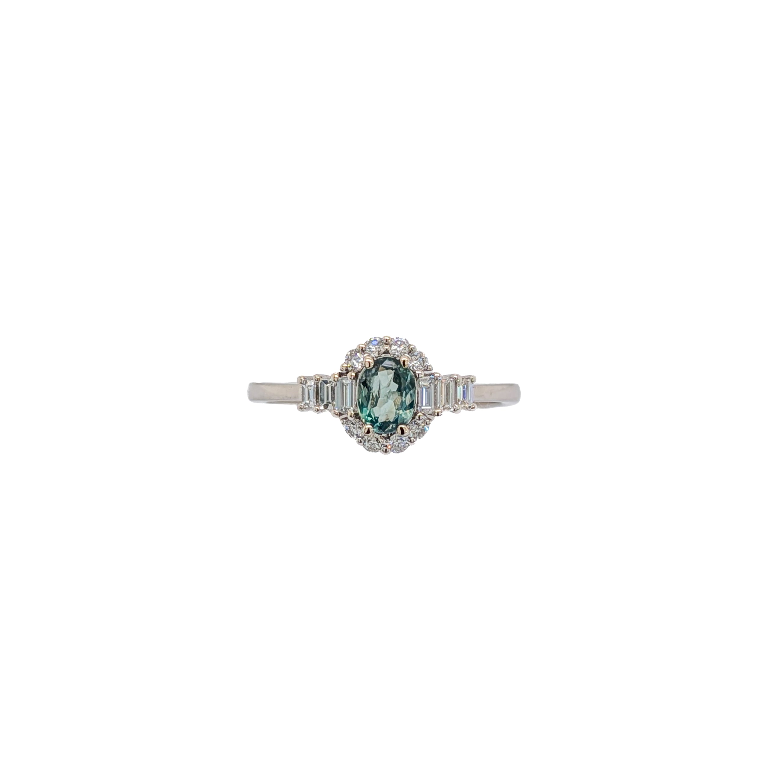 Jill 14K White Gold 0.38cts Alexandrite Diamond Ring | Oval 5.5x4mm