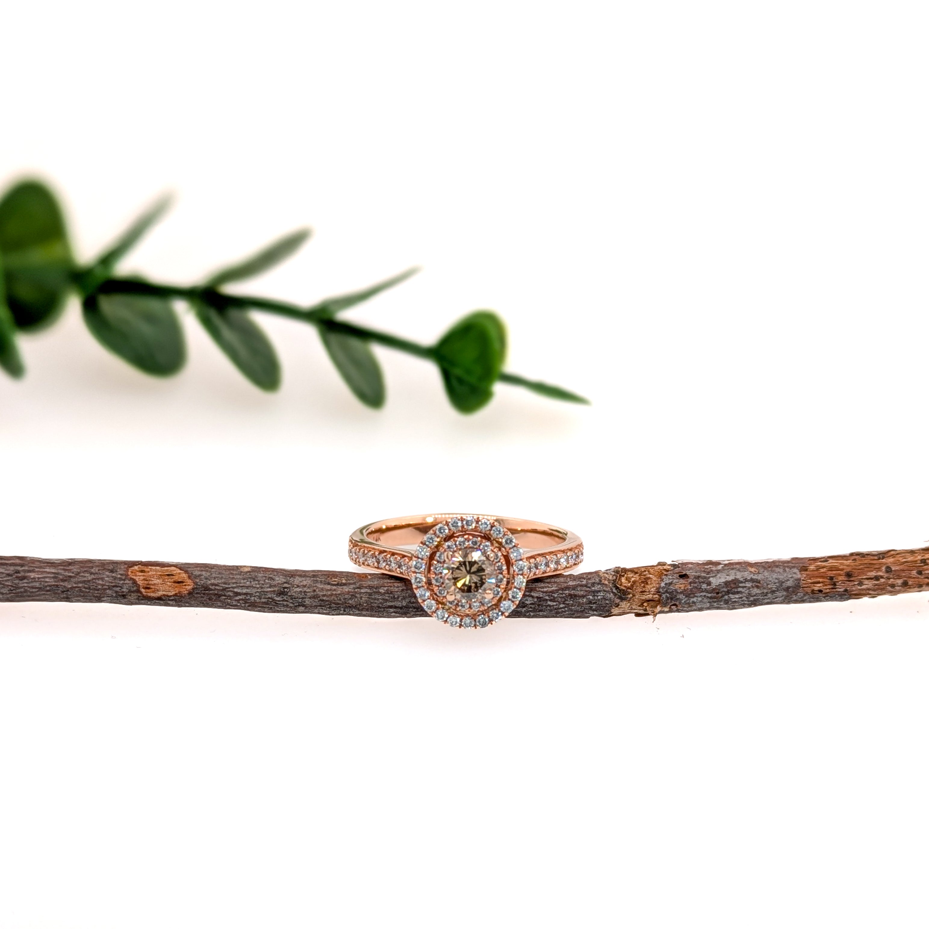 Previously Loved 14K Rose Gold 0.31cts Champagne Diamond Ring | Round 4mm