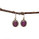 Chunky Ruby Earrings with Pearl Accents in Solid Sterling Silver | Oval Shape