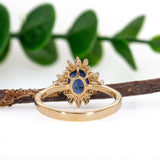 Advika 14K Yellow Gold Ceylon Sapphire Diamond Ring | Oval 8x6mm
