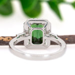 Alka 14K White Gold 2.59cts Indicolite Tourmaline Diamond Ring | Emerald Cut 9x7mm