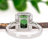 Alka 14K White Gold 2.59cts Indicolite Tourmaline Diamond Ring | Emerald Cut 9x7mm