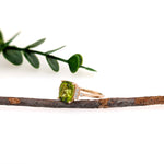 Jessica 14K Yellow Gold 2.64cts Peridot Diamond Ring |  Cushion 9x7mm