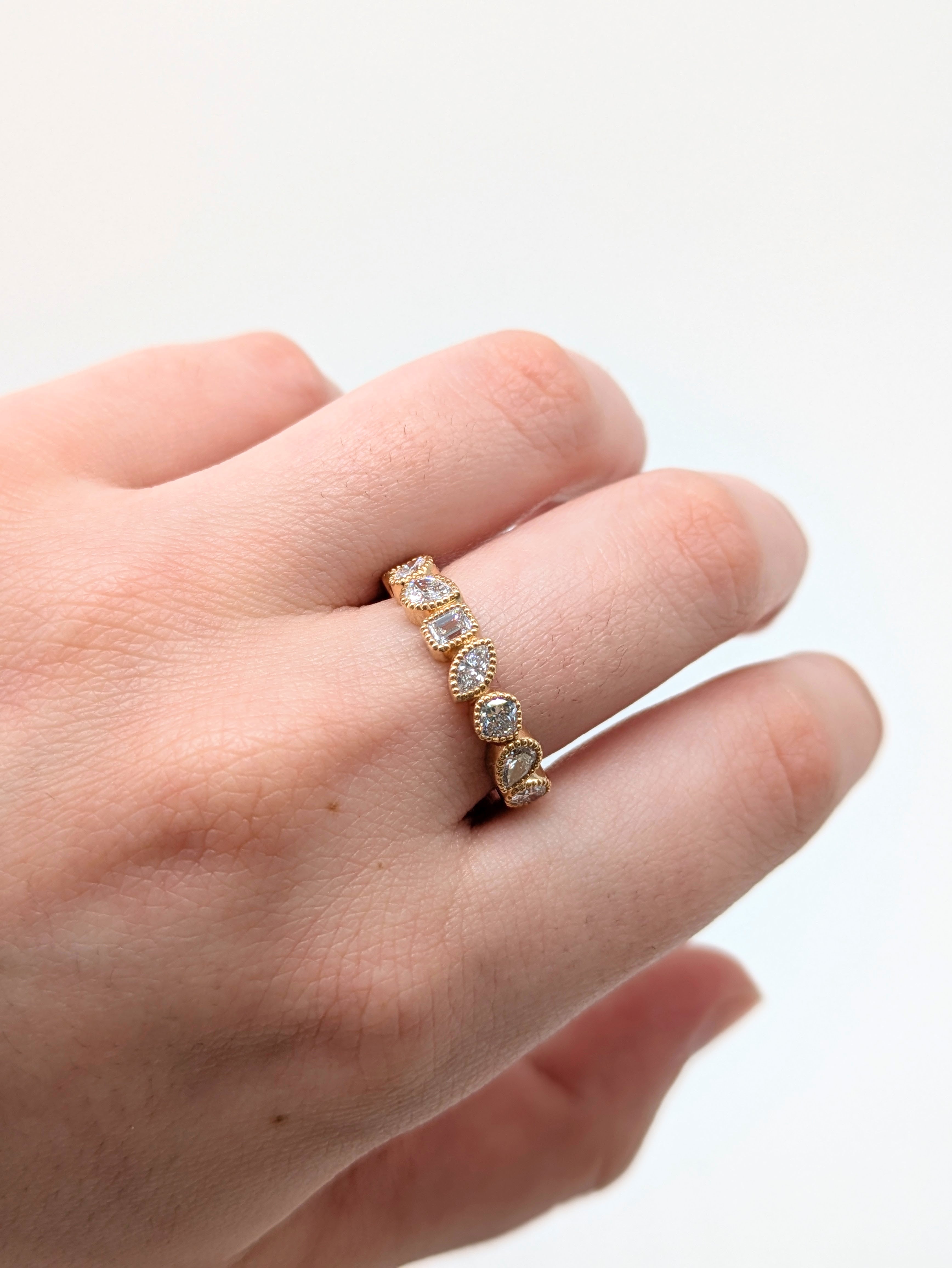 Milgrain Details Lab Diamonds Ring w 14K Yellow Gold | Mix 0.2mm