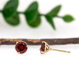 14K Gold Madagascar Red Garnet Martini Studs | Round 6mm