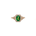Nivi 14K Yellow Gold 0.82cts Rare Tsavorite Garnet Diamond Ring | Cushion 7x5mm