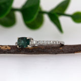 Previously Loved 14K White Gold Indicolite Tourmaline Ring | Cushion Shape 6x4mm