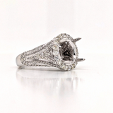 Miranda Collection | Art Deco Style Ring Setting Gold w Diamond Halo