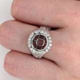 Miranda Collection | Art Deco Style Ring Setting Gold w Diamond Halo