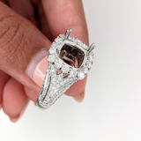 Miranda Collection | Art Deco Style Ring Setting w Diamond Halo