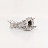 Miranda Collection | Art Deco Style Ring Setting w Diamond Halo