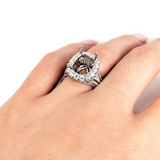Miranda Collection | Art Deco Style Ring Setting w Diamond Halo