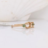 East West Oval Ring Semi Mount w Green Sapphire Accents