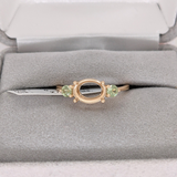 East West Oval Ring Semi Mount w Green Sapphire Accents