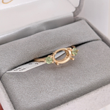 East West Oval Ring Semi Mount w Green Sapphire Accents