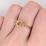 East West Oval Ring Semi Mount w Green Sapphire Accents
