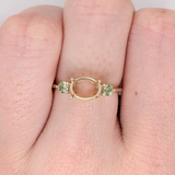 East West Oval Ring Semi Mount w Green Sapphire Accents