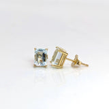 14k Gold Emerald Cut Solitaire Stud Earring Findings | Push Back & Screw Back Mounting Settings | Choose Your Faceted Gemstone