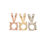 Solitaire Round Pendant Setting in 14K Solid Gold