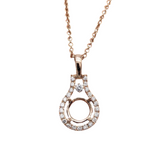 Diamond Halo Pendant Semi Mount w Diamond Accents