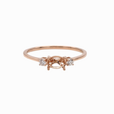 East West Oval Ring Setting w Diamond Accents