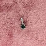 Emerald Pendant w an Earth Mined Diamond in Solid 14K White Gold Round 4mm