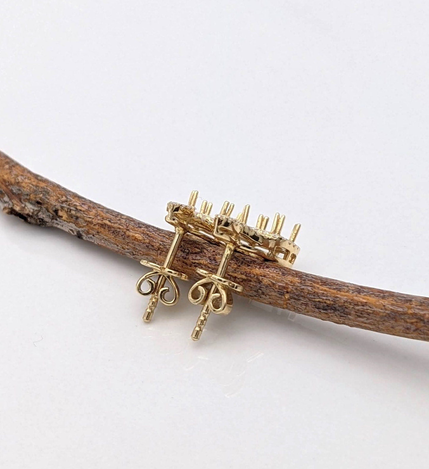 Dangle & Drop Earrings-Beautiful Drop Earrings Setting W Diamond Halo & Push Back In 14K Solid Gold | Cushion Shape 4mm 5mm 6mm | Gemstone Earrings | Customizable - NNJGemstones