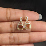 Dangle & Drop Earrings-Beautiful Drop Earrings Setting W Diamond Halo & Push Back In 14K Solid Gold | Cushion Shape 4mm 5mm 6mm | Gemstone Earrings | Customizable - NNJGemstones