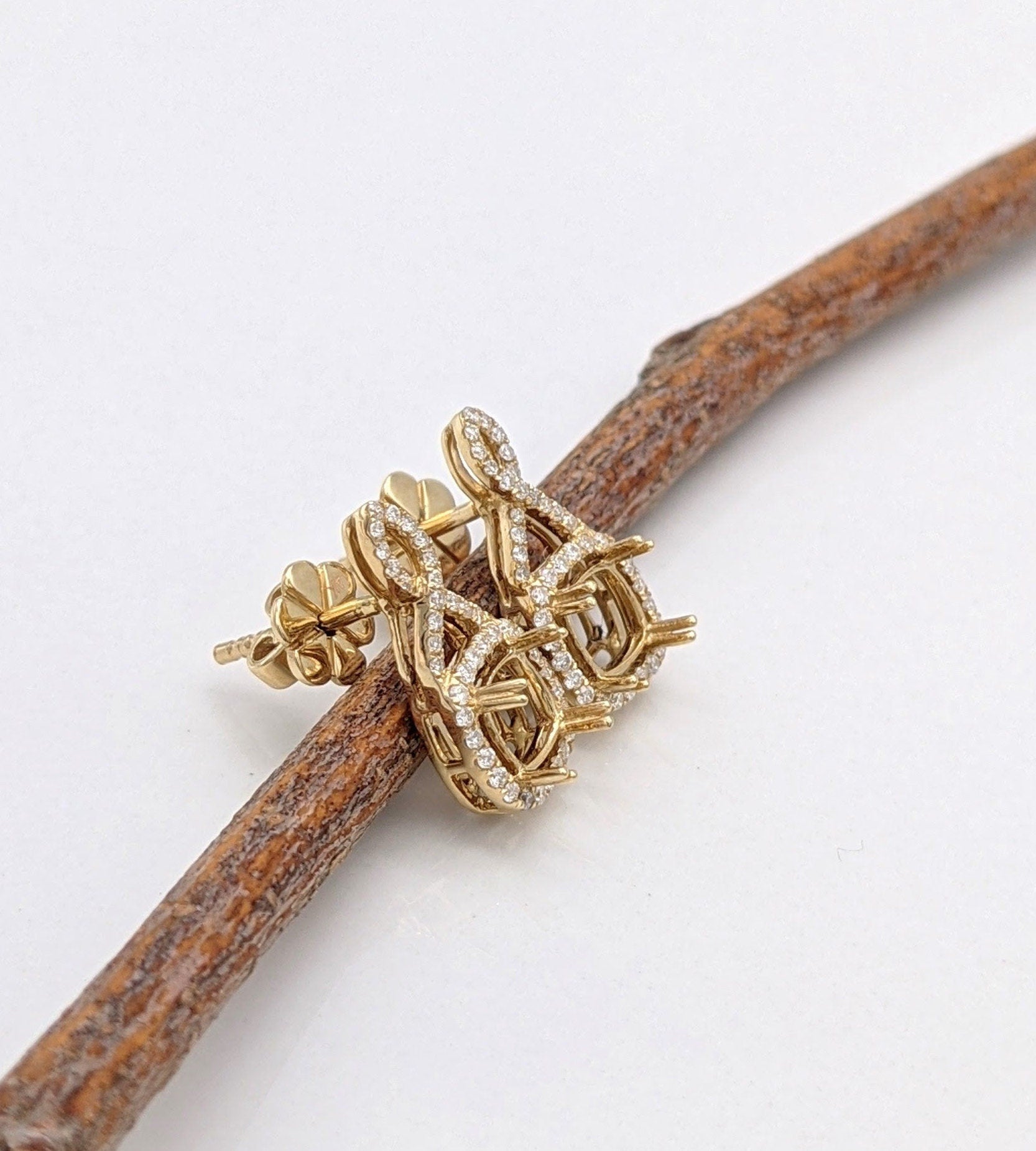 Dangle & Drop Earrings-Beautiful Drop Earrings Setting W Diamond Halo & Push Back In 14K Solid Gold | Cushion Shape 4mm 5mm 6mm | Gemstone Earrings | Customizable - NNJGemstones