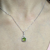 Pendants-Art Deco Pendant Setting W Natural Diamond Halo in 14K Solid Gold | Square Princess Cut 5mm 6mm 7mm 8mm 9mm 10mm 11mm | Customizable - NNJGemstones