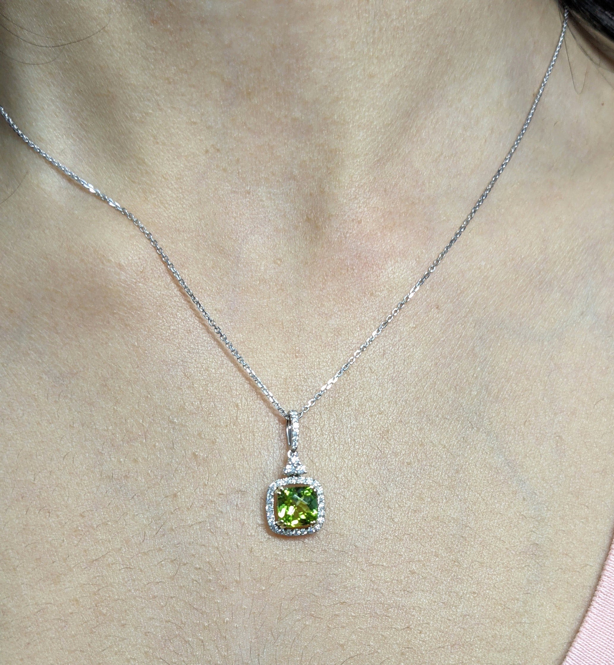 Pendants-Art Deco Pendant Setting W Natural Diamond Halo in 14K Solid Gold | Square Princess Cut 5mm 6mm 7mm 8mm 9mm 10mm 11mm | Customizable - NNJGemstones