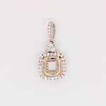 Pendants-Art Deco Pendant Setting W Natural Diamond Halo in 14K Solid Gold | Square Princess Cut 5mm 6mm 7mm 8mm 9mm 10mm 11mm | Customizable - NNJGemstones