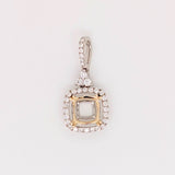 Pendants-Art Deco Pendant Setting W Natural Diamond Halo in 14K Solid Gold | Square Princess Cut 5mm 6mm 7mm 8mm 9mm 10mm 11mm | Customizable - NNJGemstones