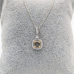 Pendants-Art Deco Pendant Setting W Natural Diamond Halo in 14K Solid Gold | Square Princess Cut 5mm 6mm 7mm 8mm 9mm 10mm 11mm | Customizable - NNJGemstones