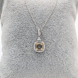 Pendants-Art Deco Pendant Setting W Natural Diamond Halo in 14K Solid Gold | Square Princess Cut 5mm 6mm 7mm 8mm 9mm 10mm 11mm | Customizable - NNJGemstones