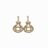 Dangle & Drop Earrings-East West Dangle Drop Earrings Semi Mount w Natural Diamond Accents in 14k Solid Gold | Oval 7x5mm 8x6mm | Rose, White, Yellow |Customizable - NNJGemstones