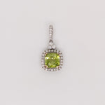 Pendants-Art Deco Pendant Setting W Natural Diamond Halo in 14K Solid Gold | Square Princess Cut 5mm 6mm 7mm 8mm 9mm 10mm 11mm | Customizable - NNJGemstones