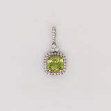 Pendants-Art Deco Pendant Setting W Natural Diamond Halo in 14K Solid Gold | Square Princess Cut 5mm 6mm 7mm 8mm 9mm 10mm 11mm | Customizable - NNJGemstones