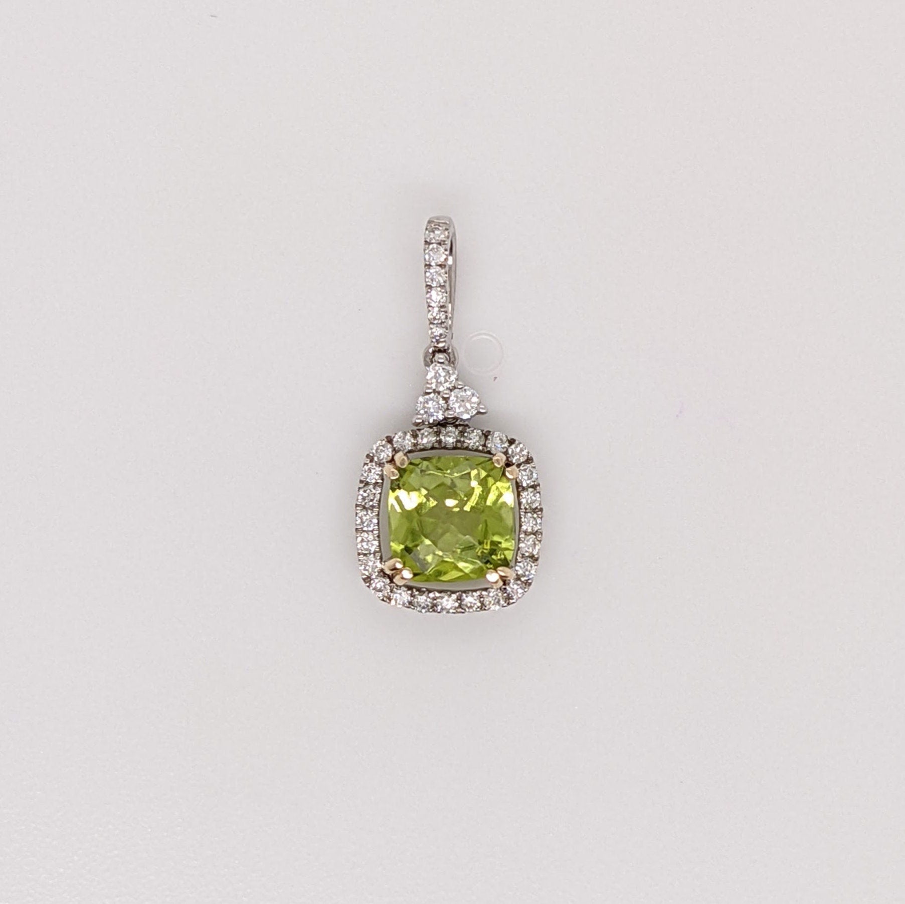 Pendants-Art Deco Pendant Setting W Natural Diamond Halo in 14K Solid Gold | Square Princess Cut 5mm 6mm 7mm 8mm 9mm 10mm 11mm | Customizable - NNJGemstones