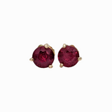 Natural Filled Red Ruby Martini Solitaire Stud Earrings | Round 3mm 4mm 5mm 6mm 7mm 8mm