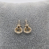 Dangle & Drop Earrings-East West Dangle Drop Earrings Semi Mount w Natural Diamond Accents in 14k Solid Gold | Oval 7x5mm 8x6mm | Rose, White, Yellow |Customizable - NNJGemstones