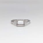 Statement Rings-Cute Emerald Cut Ring Semi Mount in Solid 14k Gold w Diamond Accents | Milgrain Detail | 6x4 7x5 8x6 9x7 10x8 | East West Ring | Bezel Set - NNJGemstones