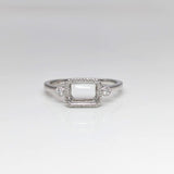 Statement Rings-Cute Emerald Cut Ring Semi Mount in Solid 14k Gold w Diamond Accents | Milgrain Detail | 6x4 7x5 8x6 9x7 10x8 | East West Ring | Bezel Set - NNJGemstones