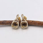 Dangle & Drop Earrings-Beautiful Drop Earrings Setting W Diamond Halo & Push Back In 14K Solid Gold | Cushion Shape 4mm 5mm 6mm | Gemstone Earrings | Customizable - NNJGemstones