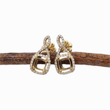 Beautiful Drop Earrings Setting W Diamond Halo & Push Back In 14K Solid Gold | Cushion Shape