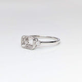 Statement Rings-Cute Emerald Cut Ring Semi Mount in Solid 14k Gold w Diamond Accents | Milgrain Detail | 6x4 7x5 8x6 9x7 10x8 | East West Ring | Bezel Set - NNJGemstones