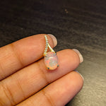 Pendants-Ethiopian Opal Pendant W All Natural Diamond Accents in 14k Solid Gold | Oval Shape | Jelly Opal | October Birthstone | Customizable - NNJGemstones