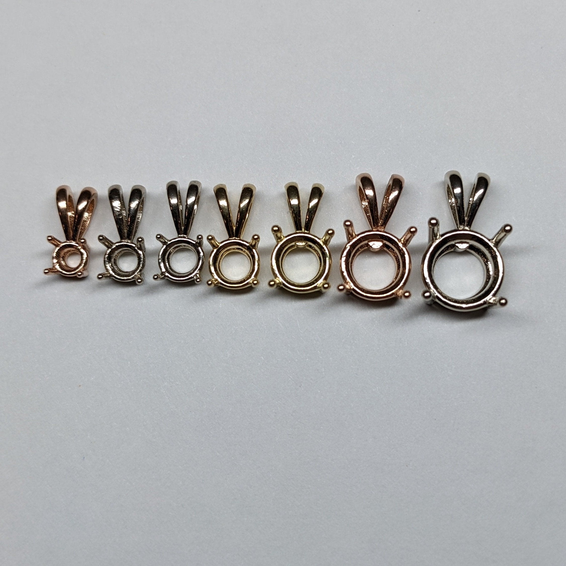 Minimalist 14K Solid Gold Round Pendant Setting, Finding, Basket | Solitaire Necklace 3.5mm 4mm 5mm 6mm 6.5mm 7mm 8mm 9mm | Made in America